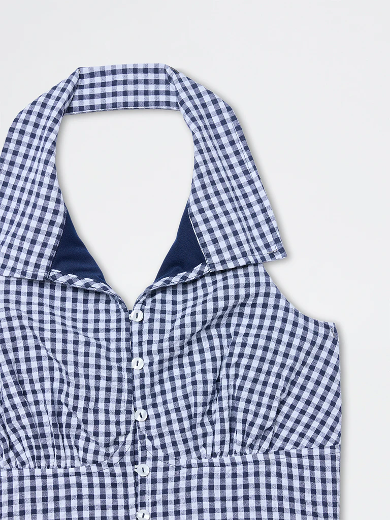 Nuon Navy Checkered Top - Image 7