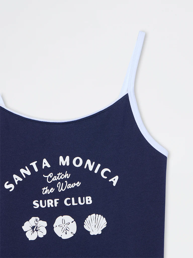 Nuon Navy Graphic Design Cotton Top - Image 3