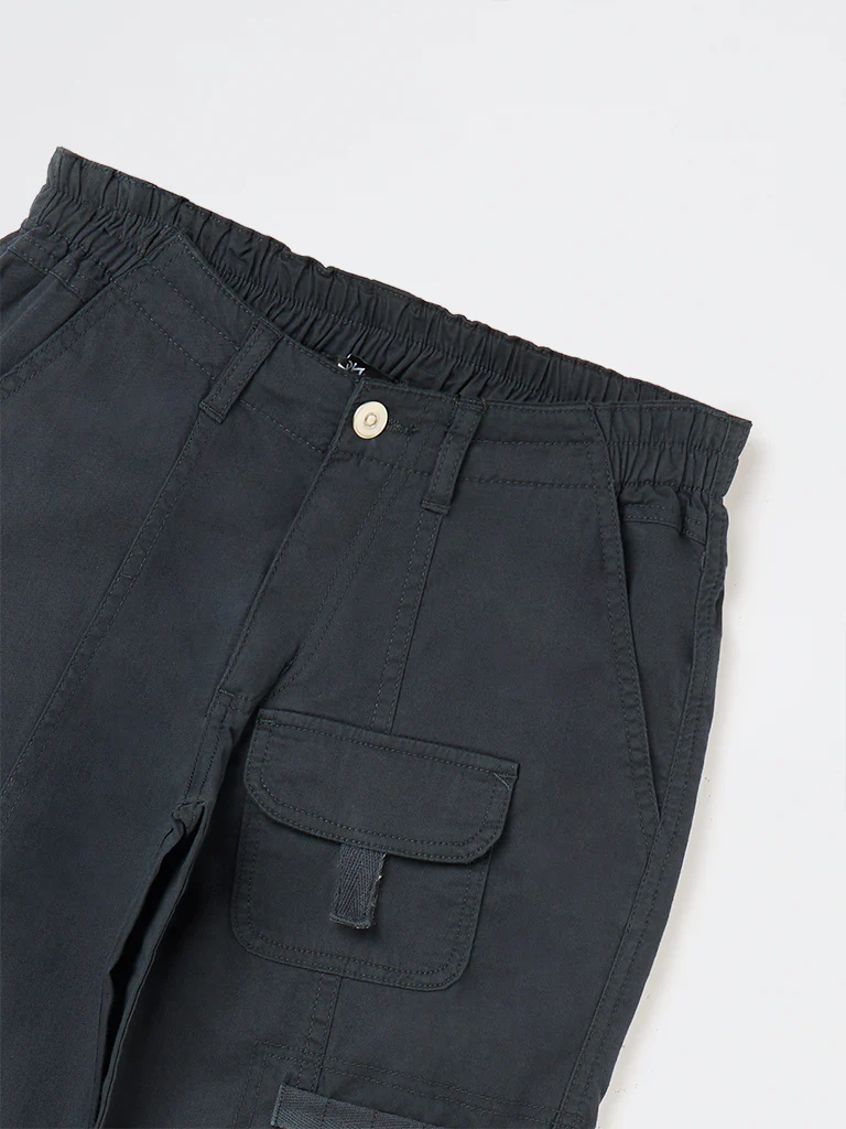 Nuon Navy High-Rise Cotton-Blend Cargo Trousers - Image 3
