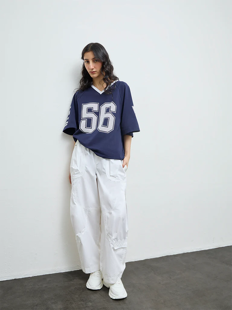 Nuon Navy Numerical Printed Cotton T-Shirt - Image 3