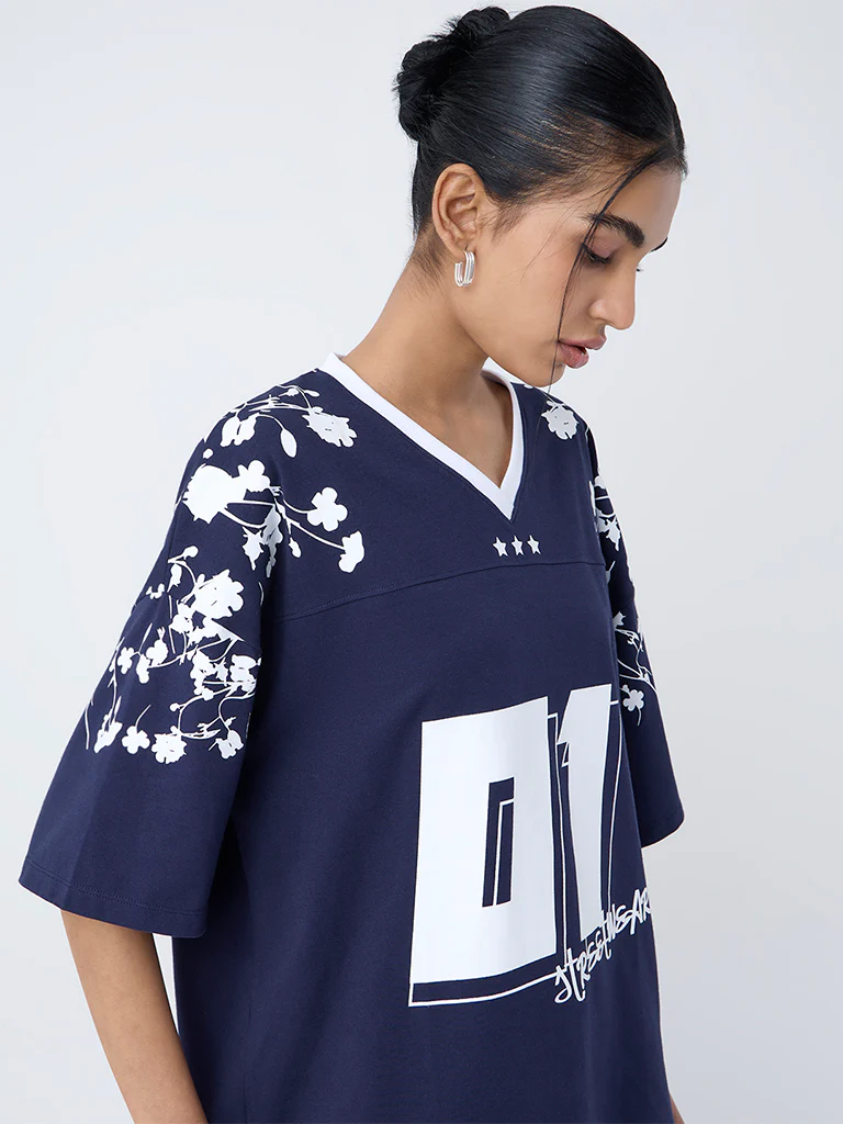 Nuon Navy Printed T-Shirt - Image 3