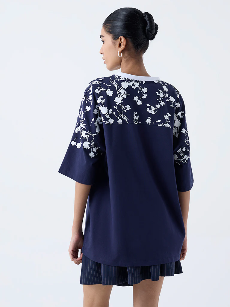 Nuon Navy Printed T-Shirt - Image 4