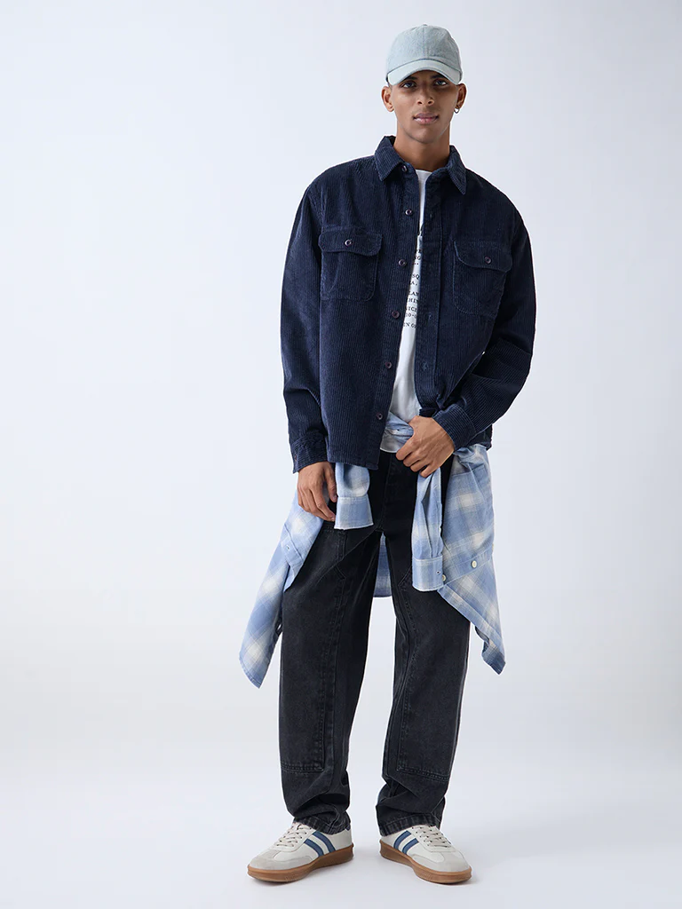 Nuon Navy Relaxed-Fit Corduroy Shirt - Image 3