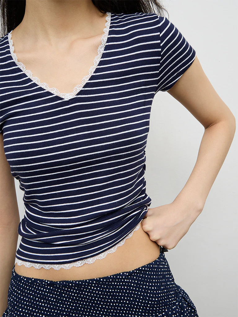 Nuon Navy Striped T-Shirt - Image 3