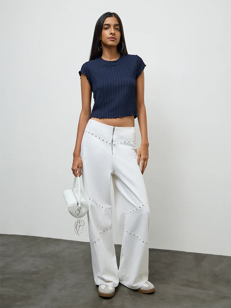 Nuon Navy Textured Top