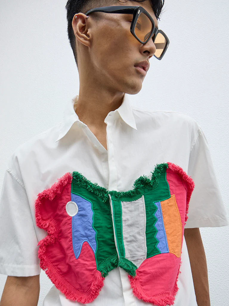Nuon Off-White Applique Detailed Relaxed-Fit Cotton Shirt - Image 2
