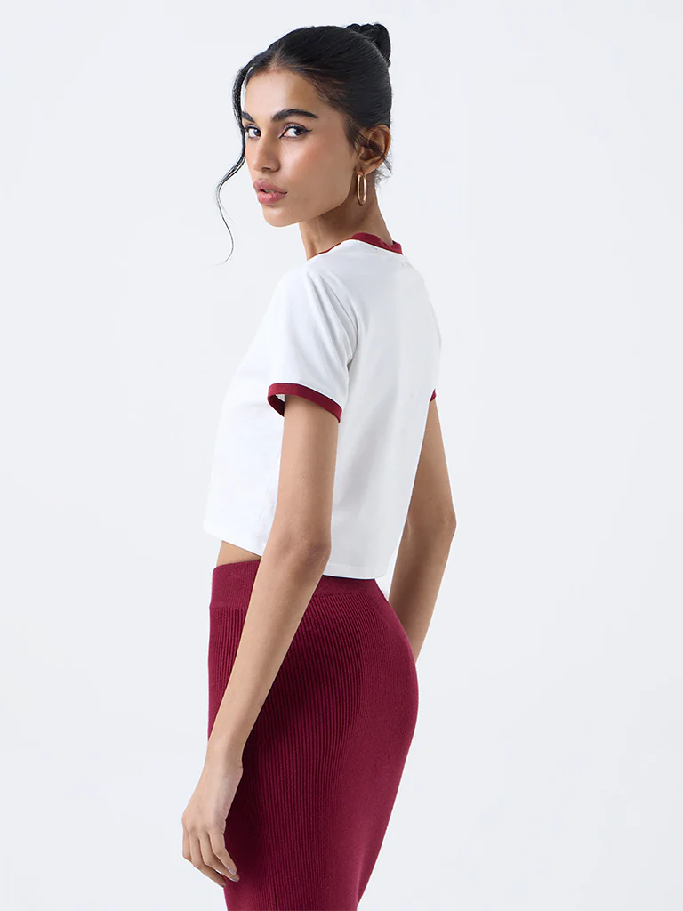 Nuon Off-White Bow Printed Cotton-Blend T-Shirt - Image 4