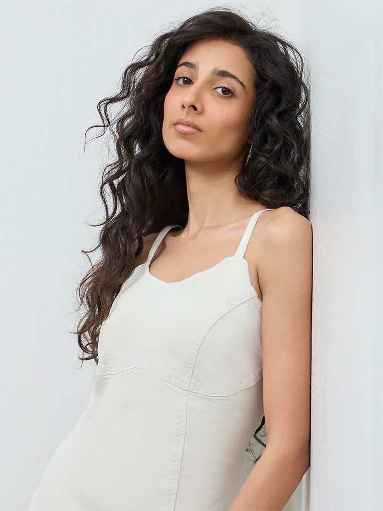 Nuon Off-White Denim A-Line Dress - Image 3
