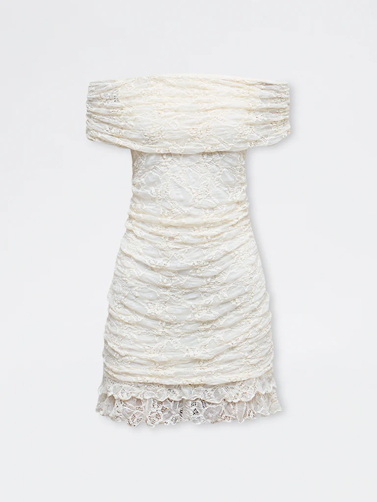 Nuon Off-White Lace-Textured Bodycon Dress - Image 5
