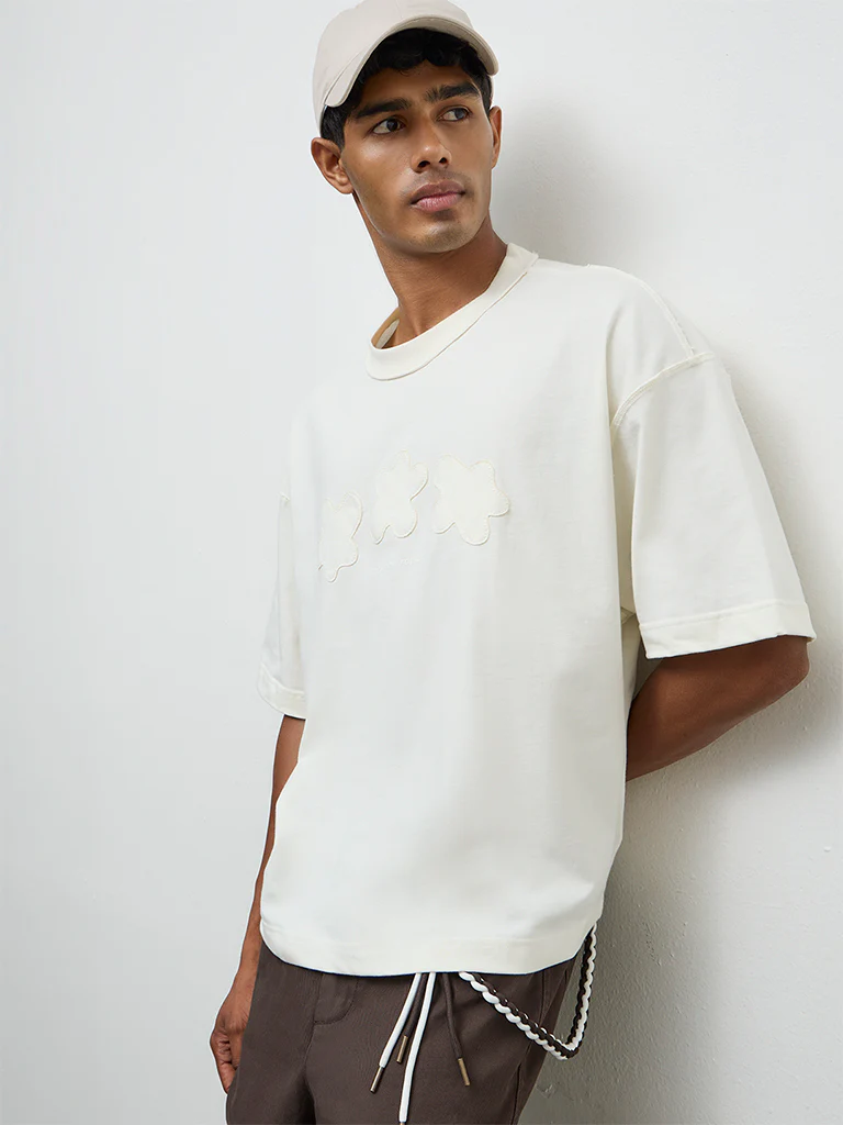Nuon Off-White Oversized Cotton T-Shirt - Image 2
