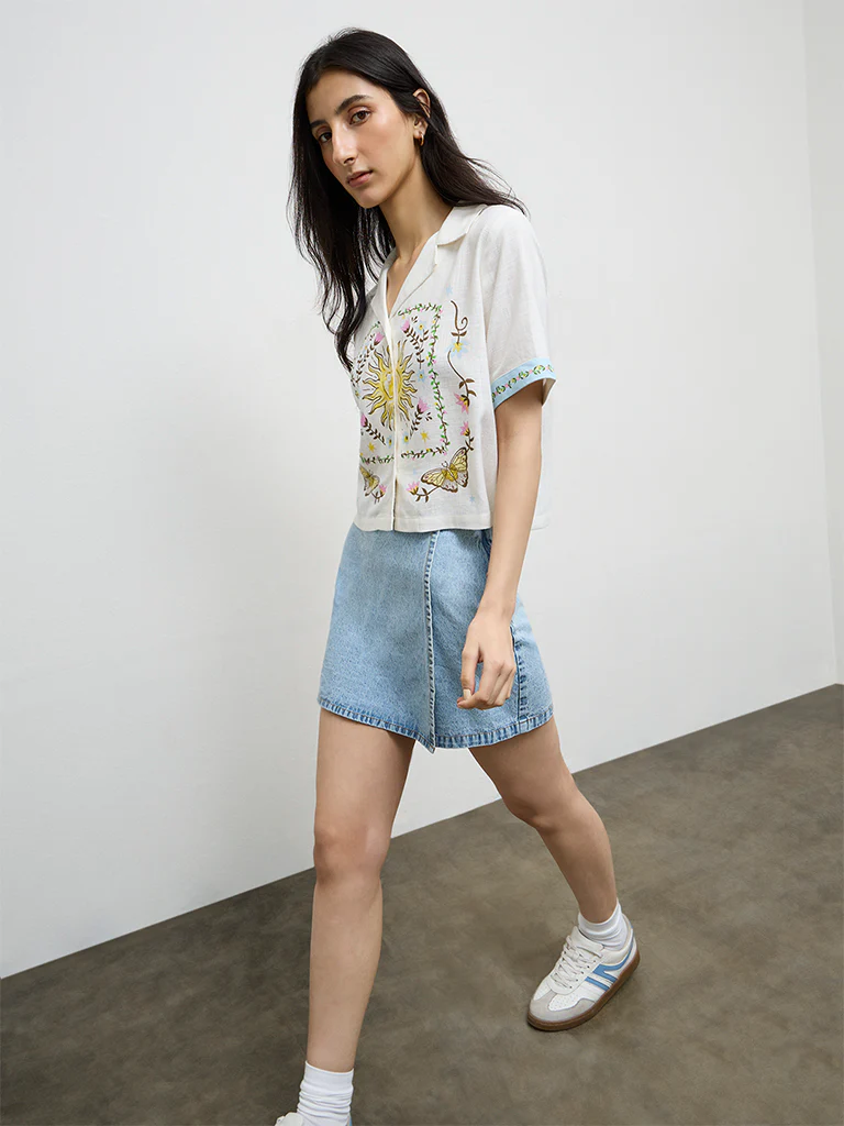 Nuon Off-White Printed Shirt - Image 2