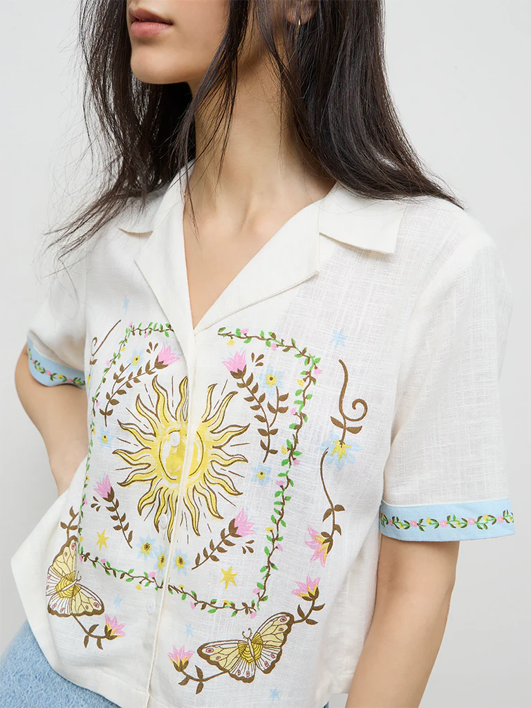 Nuon Off-White Printed Shirt - Image 3