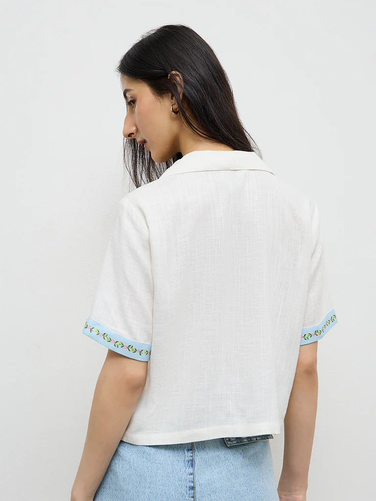 Nuon Off-White Printed Shirt - Image 4