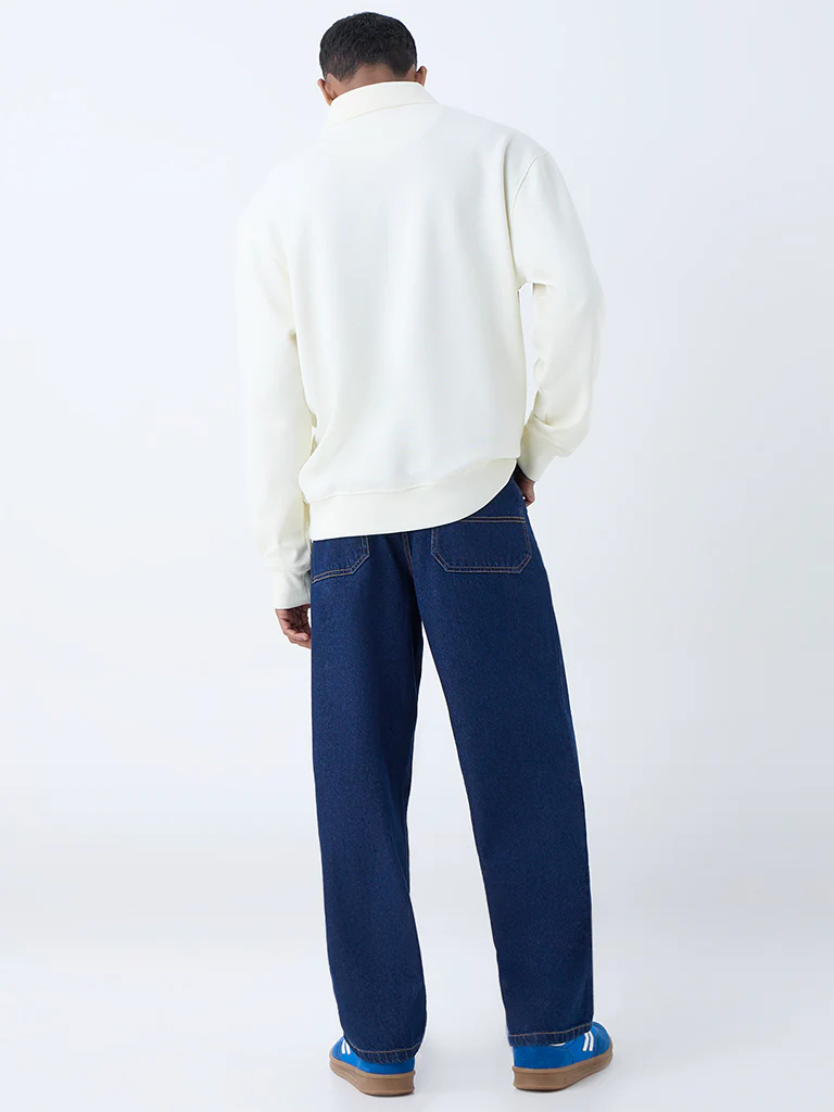 Nuon Off-White Relaxed-Fit Cotton-Blend Polo T-Shirt - Image 4