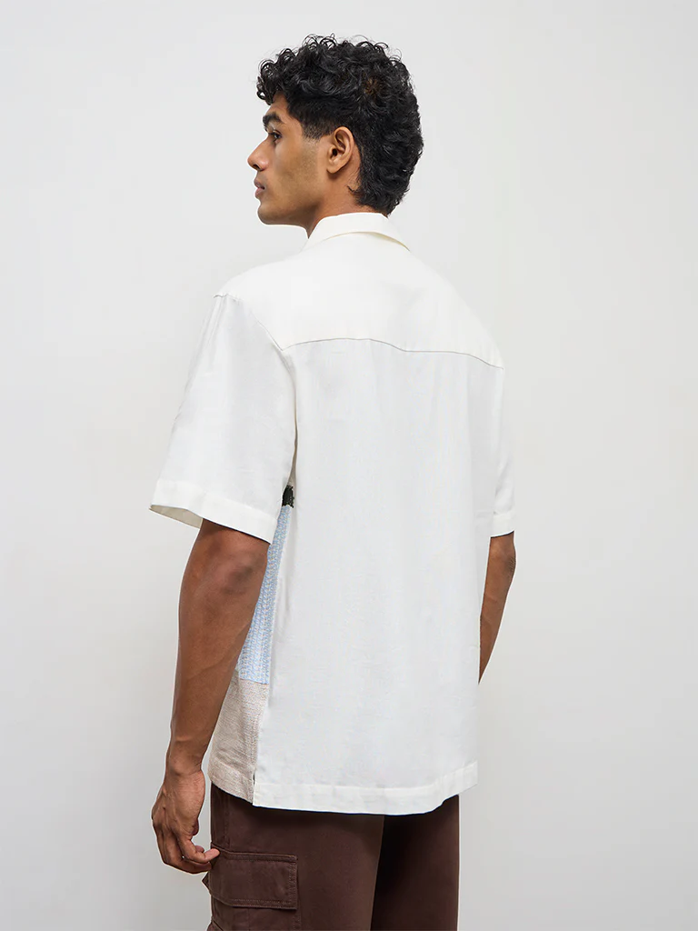 Nuon Off-White Scenic Embroidered Relaxed-Fit Shirt - Image 4