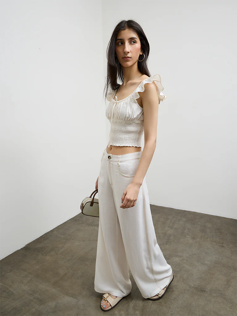 Nuon Off-White Smocked Top - Image 2
