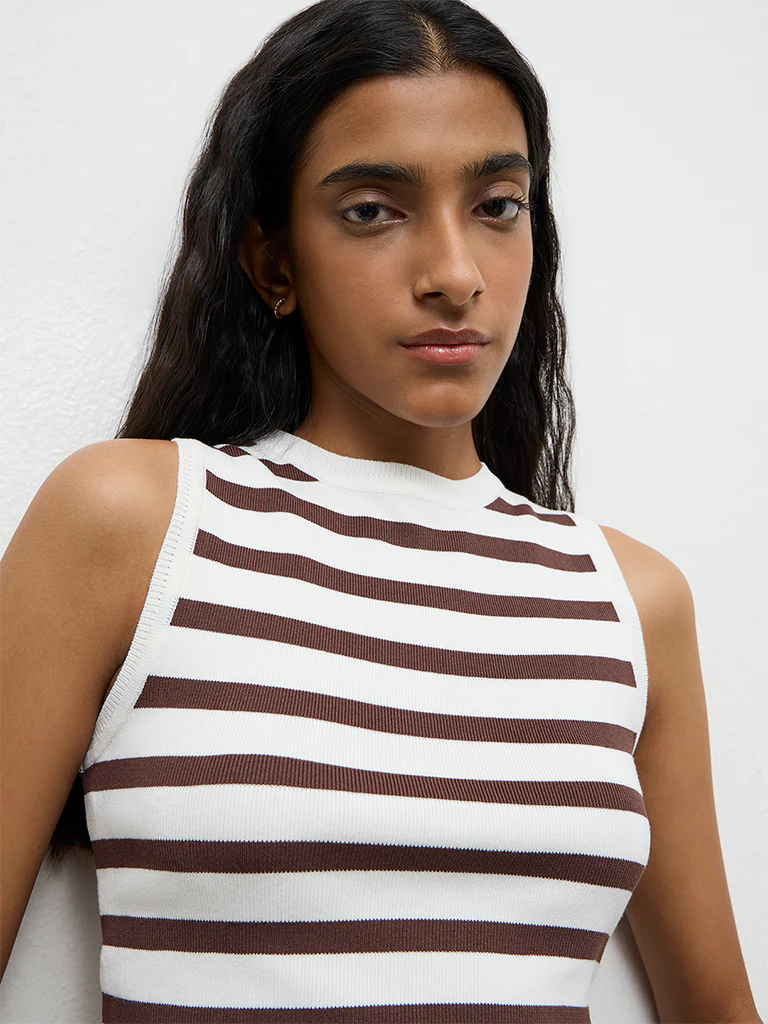 Nuon Off-White Striped Top - Image 3