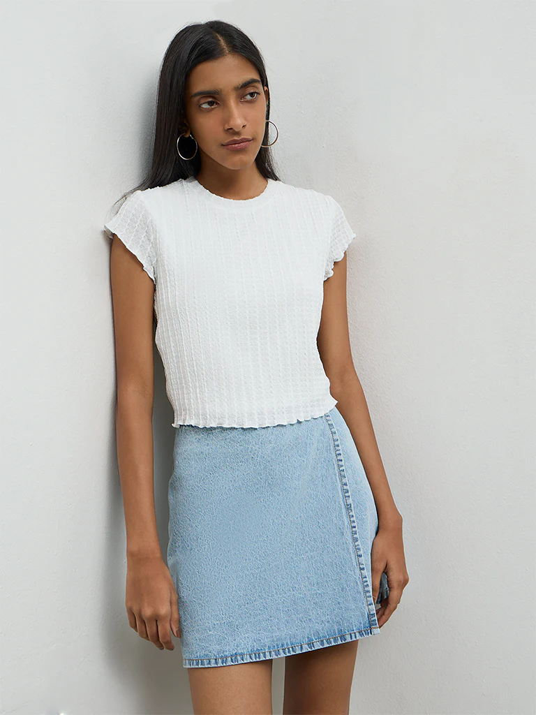 Nuon Off-White Textured Top - Image 2