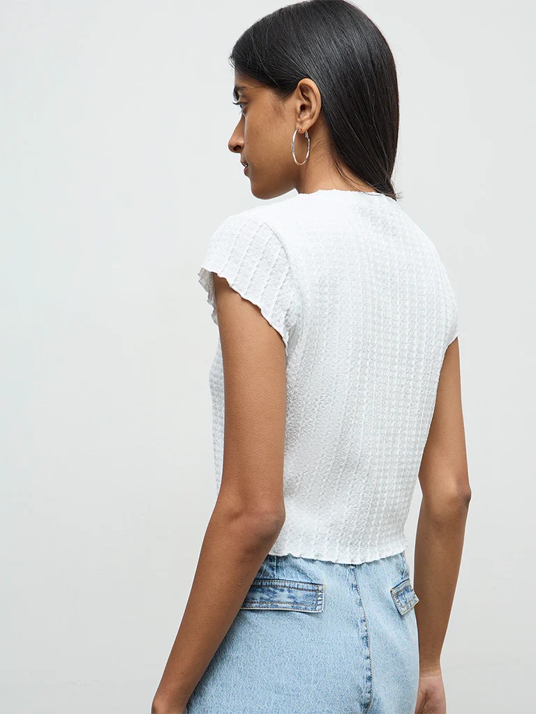 Nuon Off-White Textured Top - Image 4