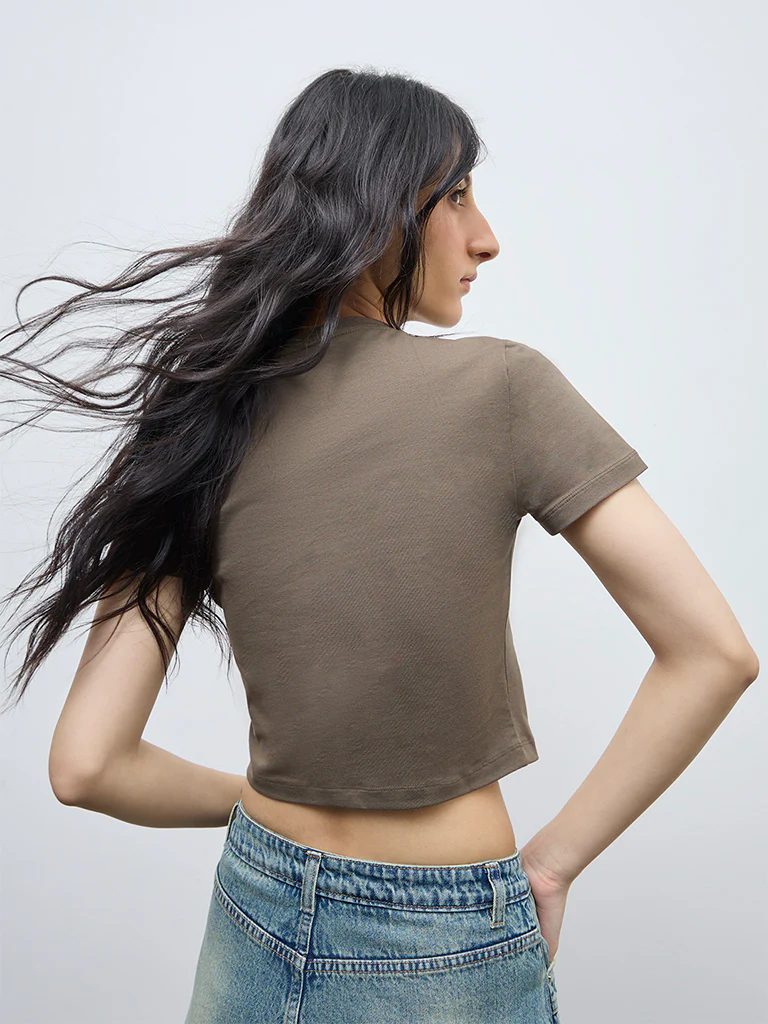 Nuon Olive Cotton-Blend T-Shirt - Image 4