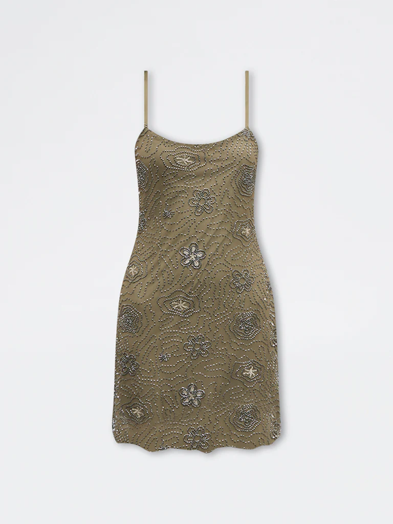 Nuon Olive Floral Embellished Straight Dress - Image 5
