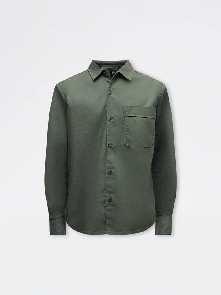 Nuon Olive Relaxed-Fit Cotton Shirt - Image 5