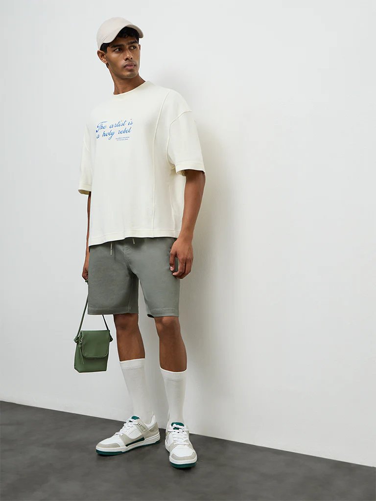 Nuon Olive Relaxed-Fit Mid-Rise Shorts