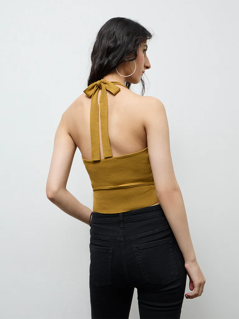 Nuon Olive Ring-Detail Cotton Top - Image 4
