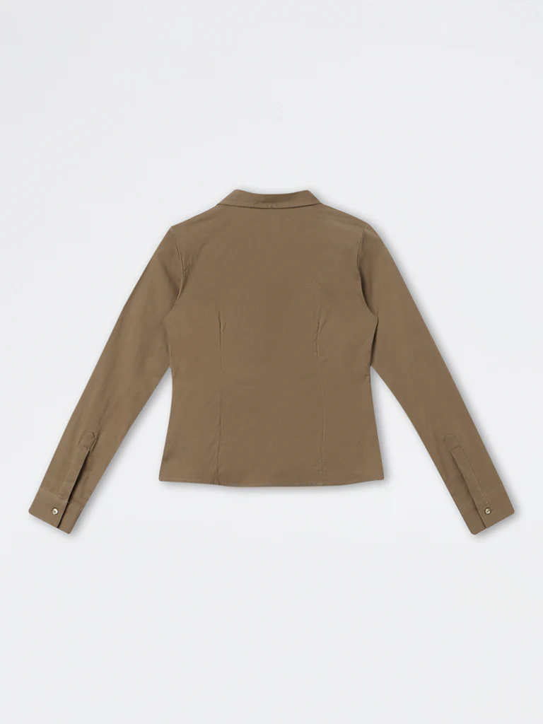 Nuon Olive Zip-Front Shirt - Image 5