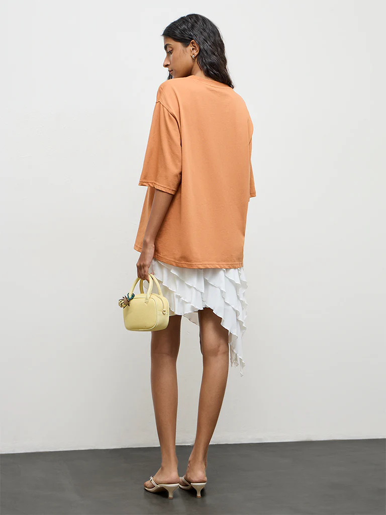 Nuon Orange Graphic Printed Cotton T-Shirt - Image 4