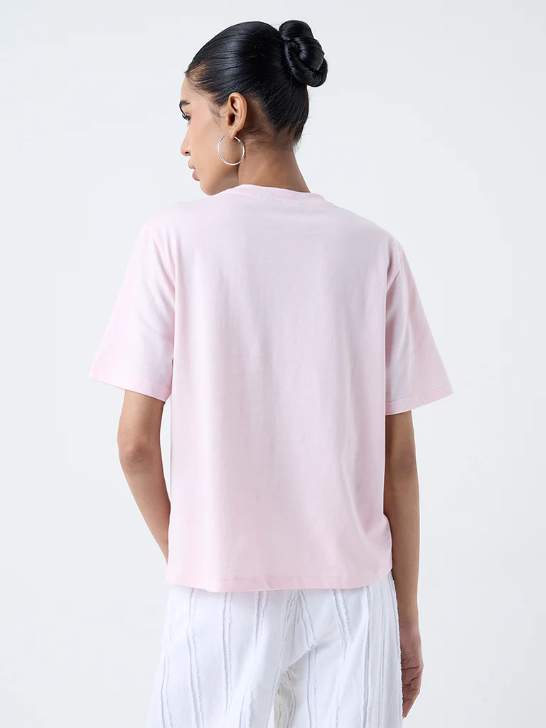 Nuon Pink Animal Printed Cotton T-Shirt - Image 4