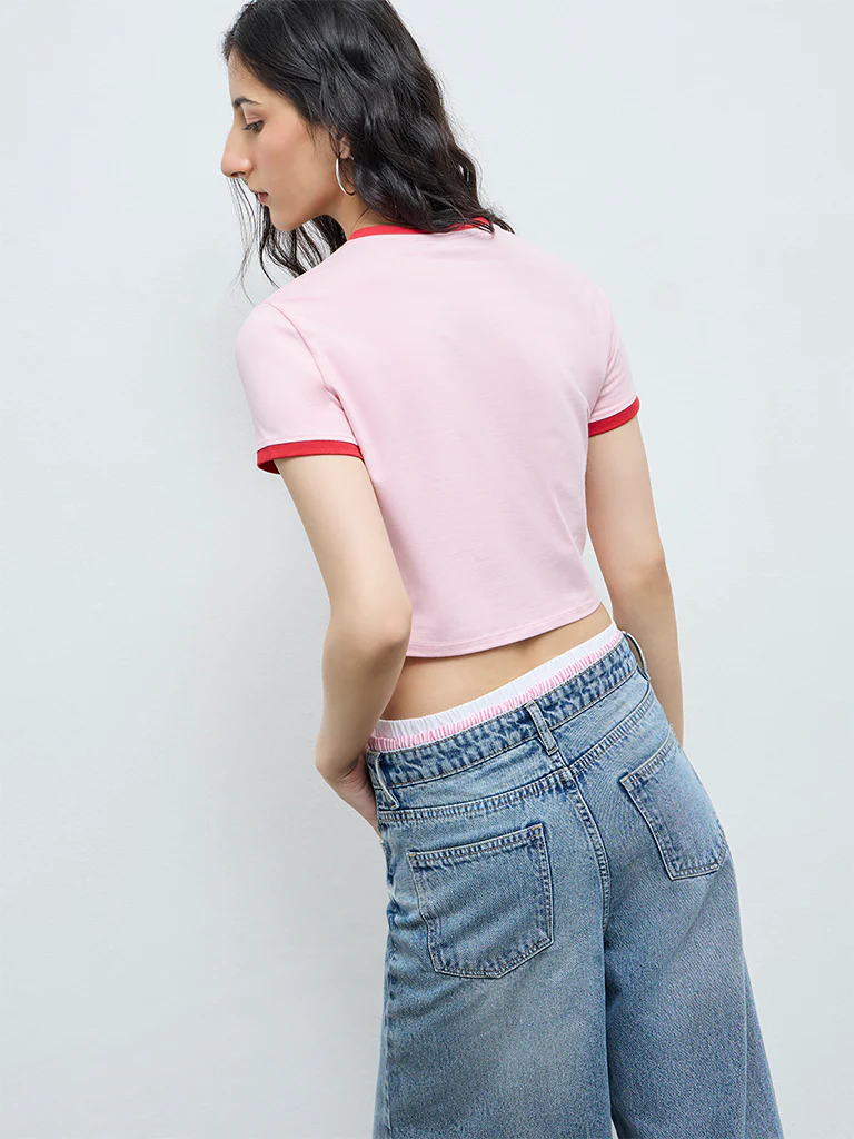 Nuon Pink Printed Cotton-Blend T-Shirt - Image 4