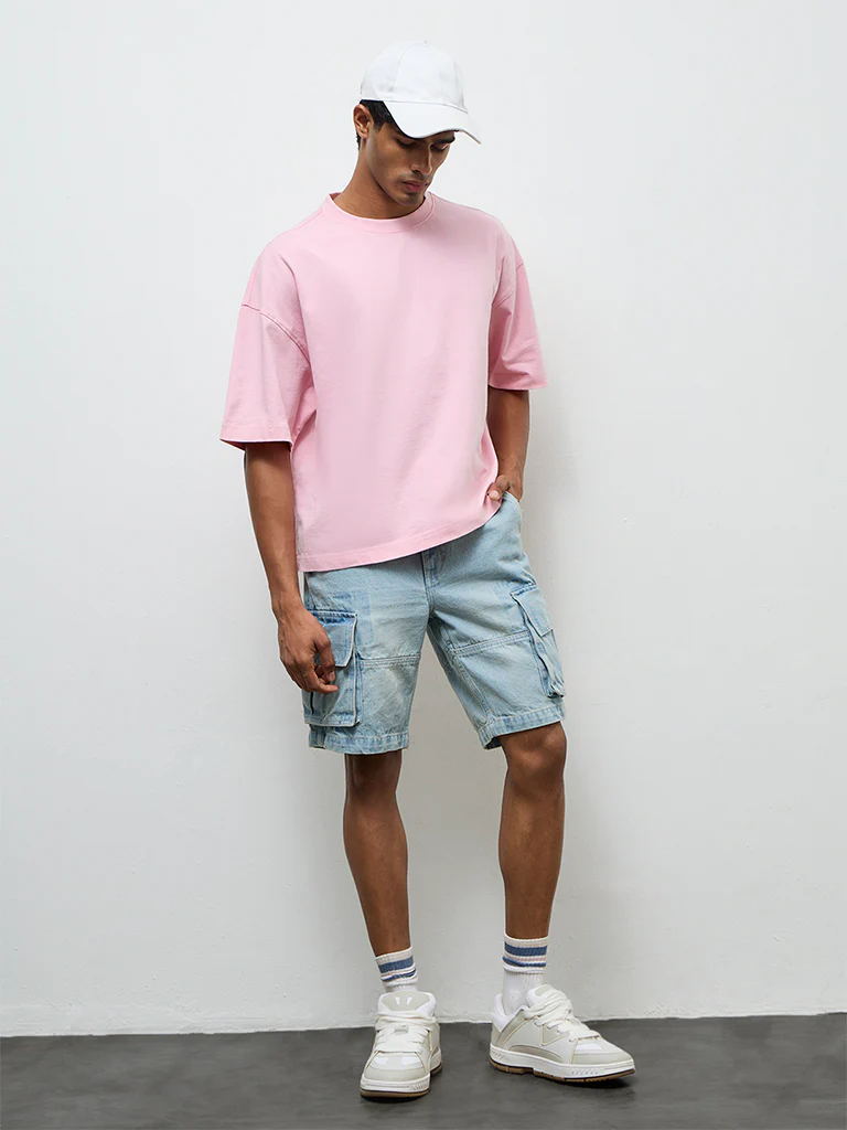 Nuon Pink Relaxed-Fit Cotton T-Shirt - Image 2