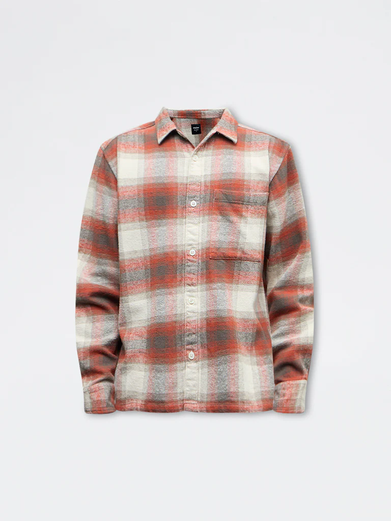 Nuon Red Checks Pattern Relaxed-Fit Cotton Shirt - Image 5