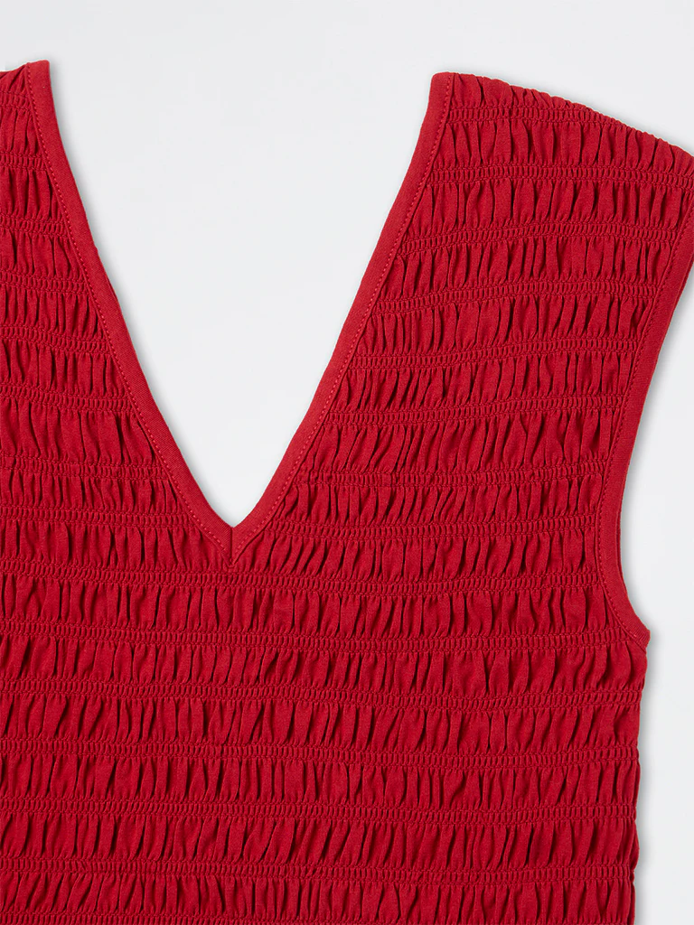 Nuon Red Contour Smocked Top - Image 7