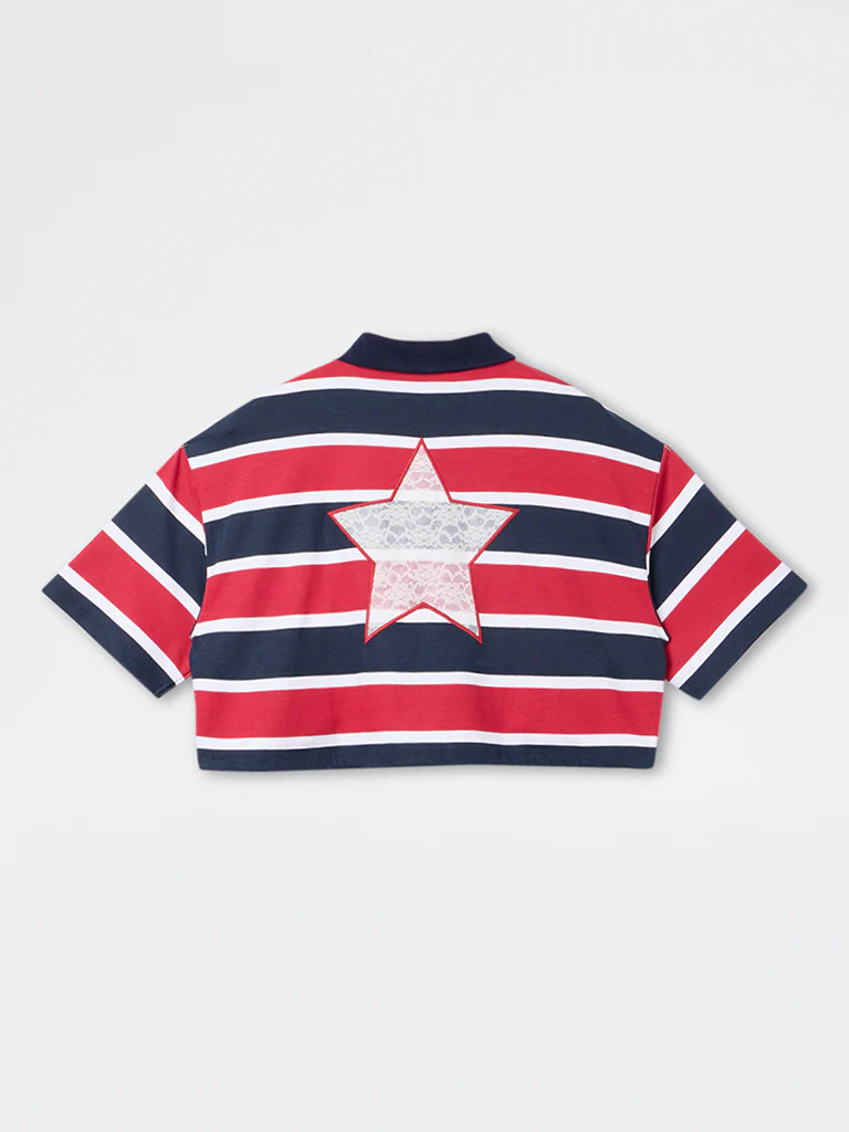Nuon Red Striped Cotton-Blend Quarter-Zip T-Shirt - Image 6