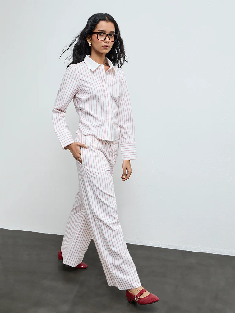 Nuon Red Striped Cotton Shirt - Image 2