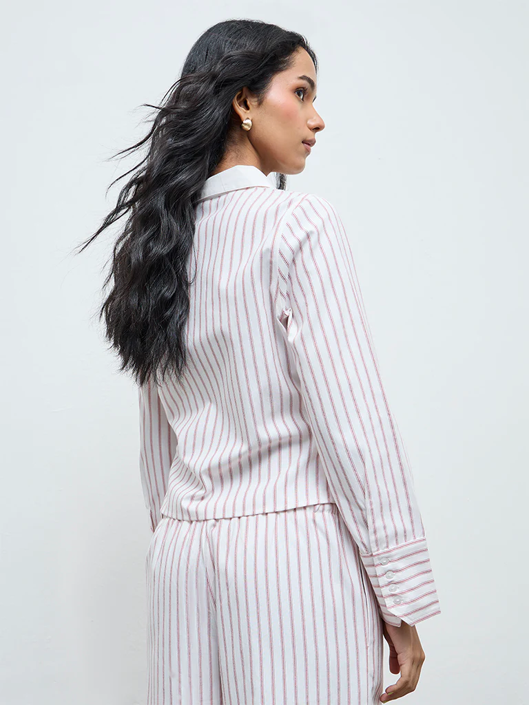Nuon Red Striped Cotton Shirt - Image 4
