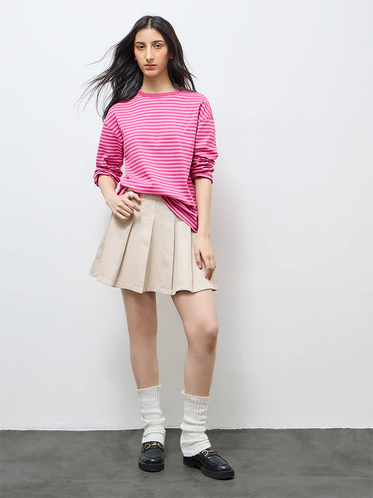 Nuon Red Striped Cotton T-Shirt - Image 2