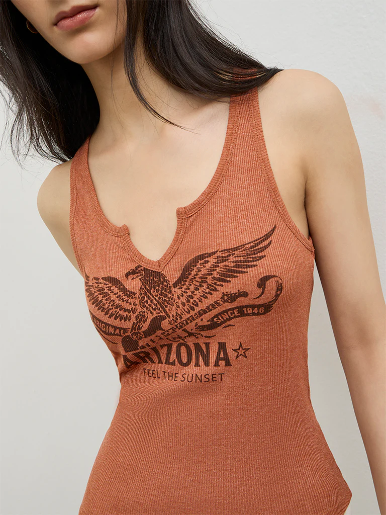 Nuon Rust Printed Ribbed Top - Image 3