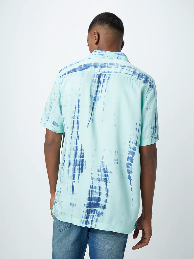 Nuon Sea Green Tie-Dye Relaxed-Fit Shirt - Image 4