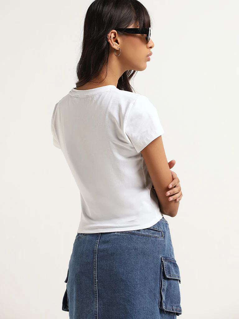 Nuon Solid White Slim-Fit Top - Image 4
