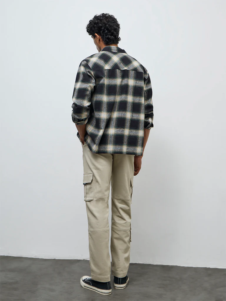 Nuon Taupe Cargo-Style Relaxed-Fit Mid-Rise Cotton-Blend Pants - Image 4