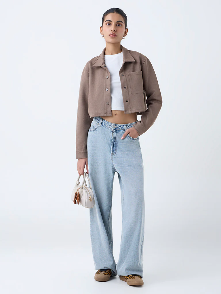 Nuon Taupe Faux-Suede Jacket - Image 2