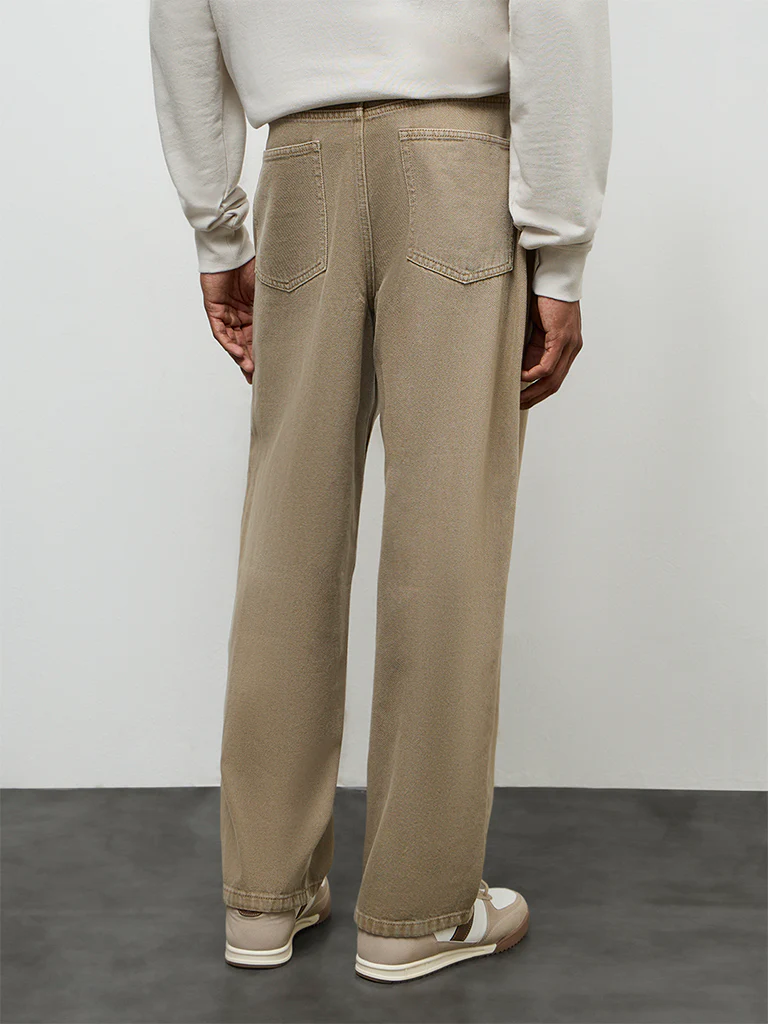 Nuon Taupe Solid Relaxed-Fit Mid-Rise Jeans - Image 4