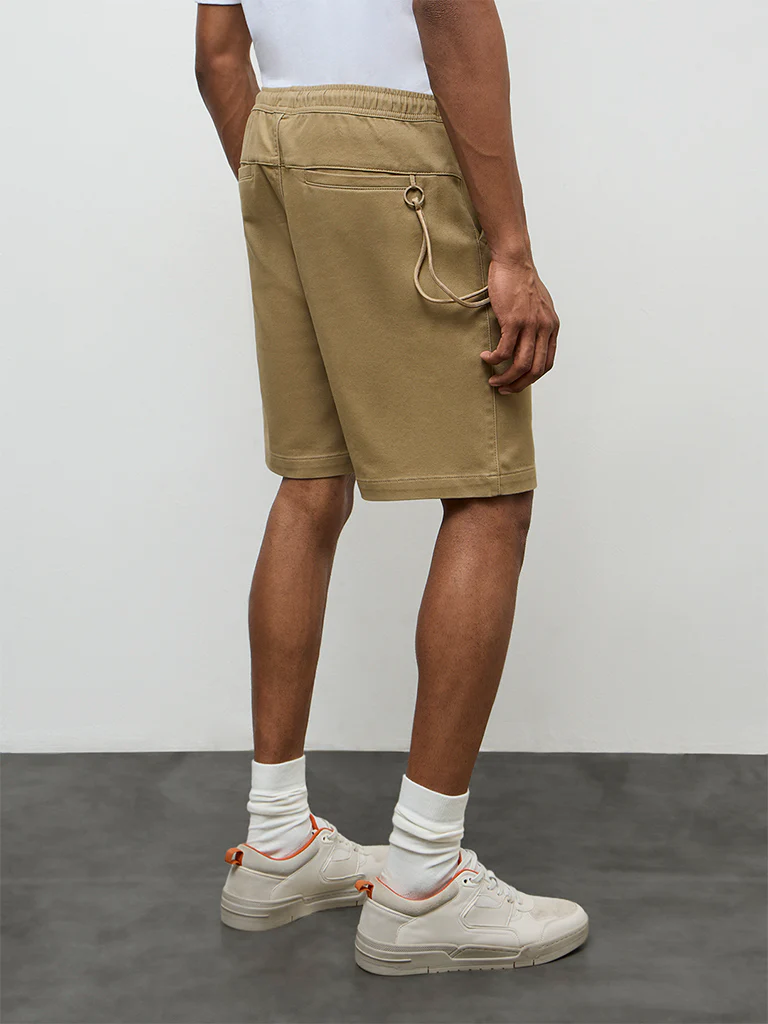 Nuon Taupe Solid Relaxed-Fit Mid-Rise Shorts - Image 5