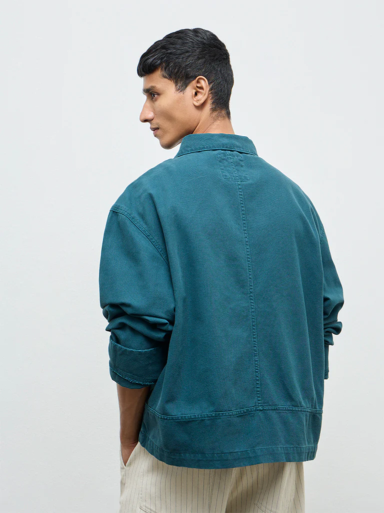 Nuon Teal Relaxed-Fit Denim Jacket - Image 4
