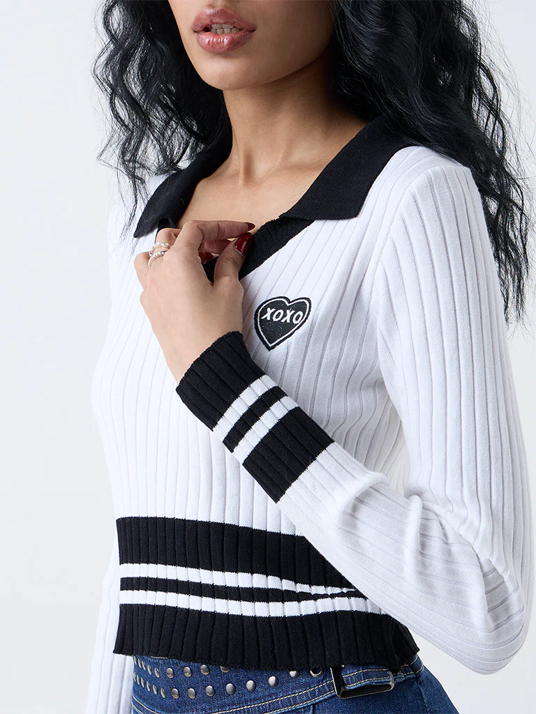 Nuon White Colour Block Top - Image 3