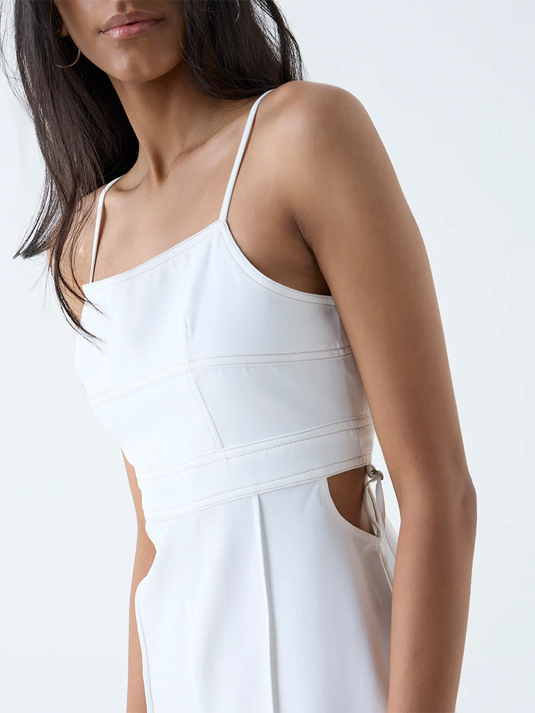 Nuon White Cut-Out Detailed Jumpsuit - Image 3