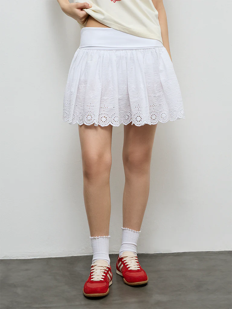Nuon White Embroidered Cotton-Blend Skirt - Image 2